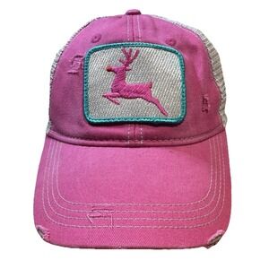 Judith March Snapback Cap Red Distressed Trucker Hat Embroidered Patch Logo